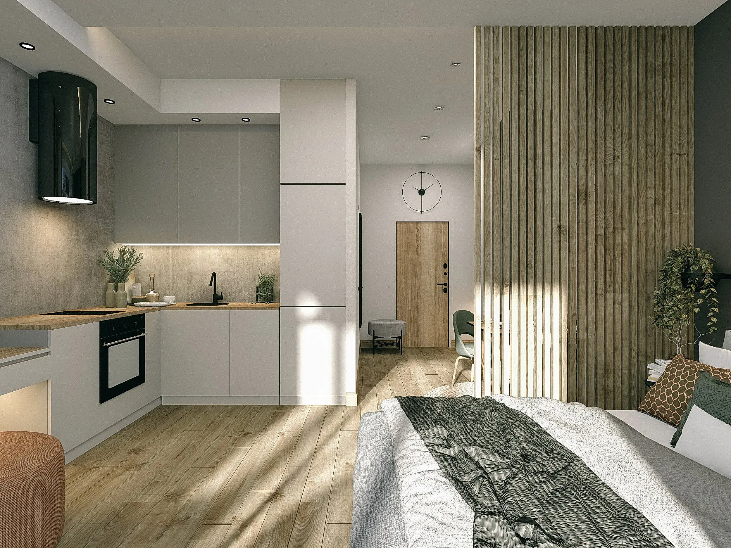 Дизайн интерьера квартиры в ЖК Magnifika Residence — спальня с зелёными акцентами, фото 3