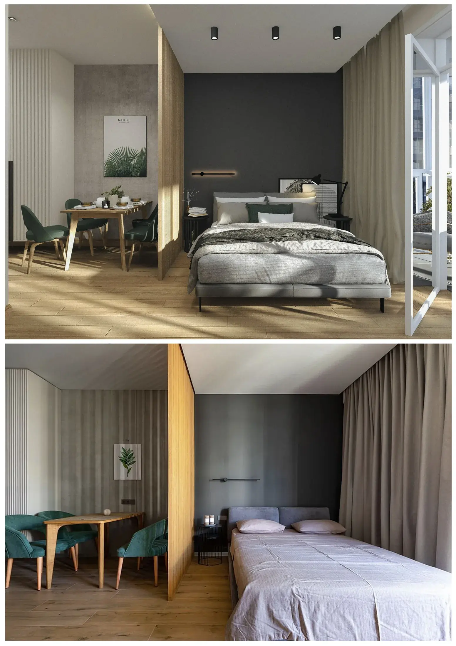 Дизайн интерьера квартиры в ЖК Magnifika Residence — спальня с зелёными акцентами, фото 4